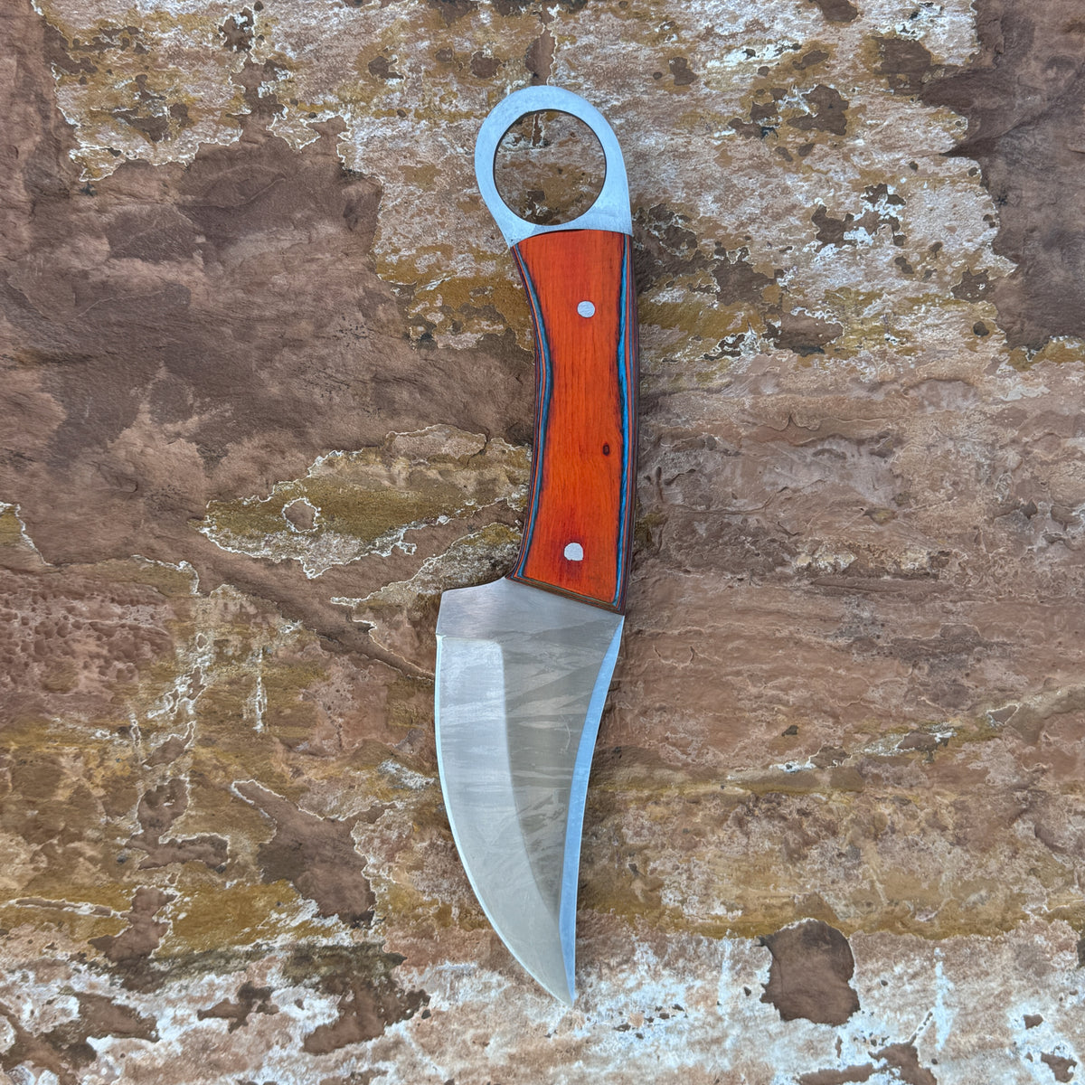 The Raptor Series — Full-Tang Ring-Handled Drop-Point EDC Knife with Custom Double-Stitched Leather or Kydex Sheath