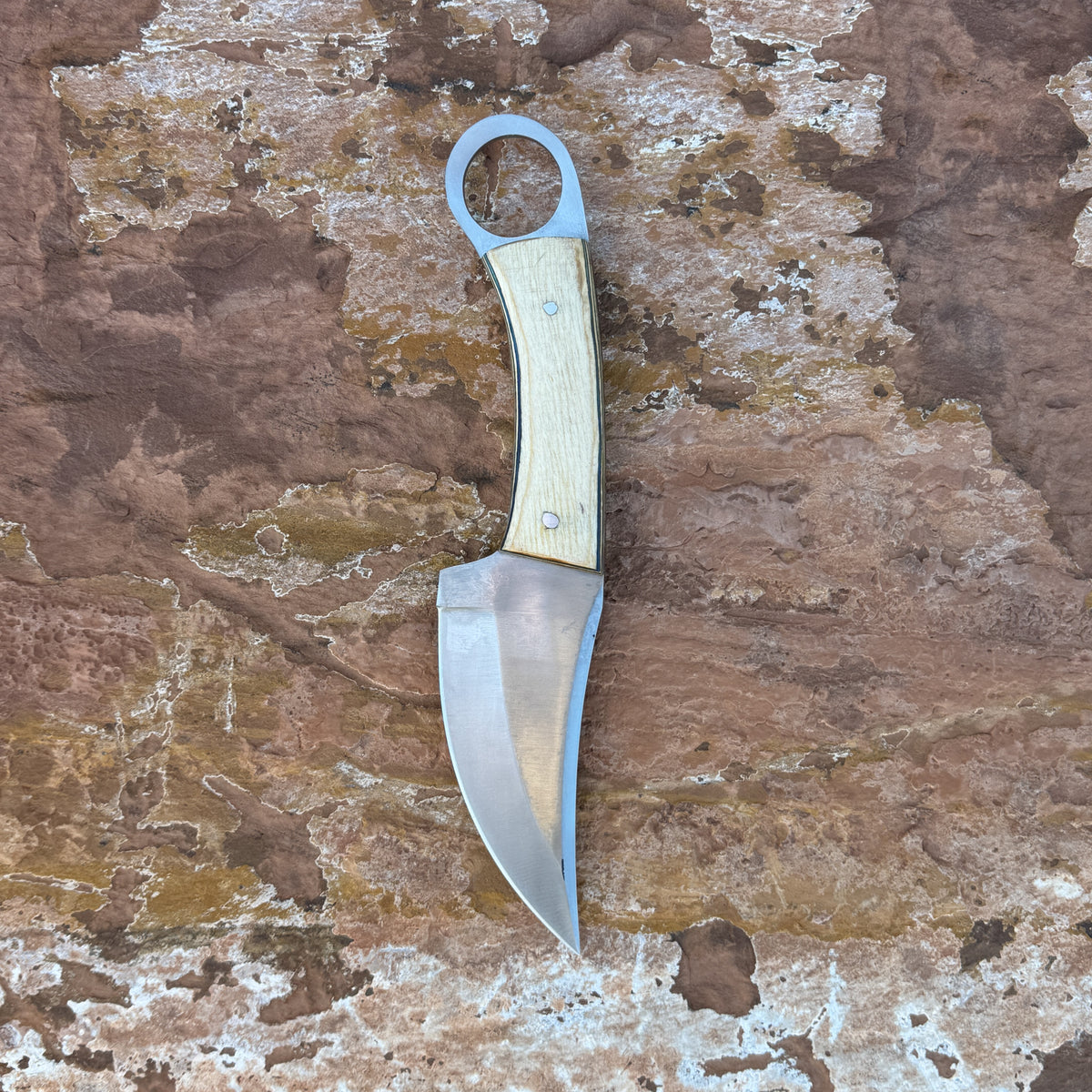 The Raptor Series — Full-Tang Ring-Handled Drop-Point EDC Knife with Custom Double-Stitched Leather or Kydex Sheath