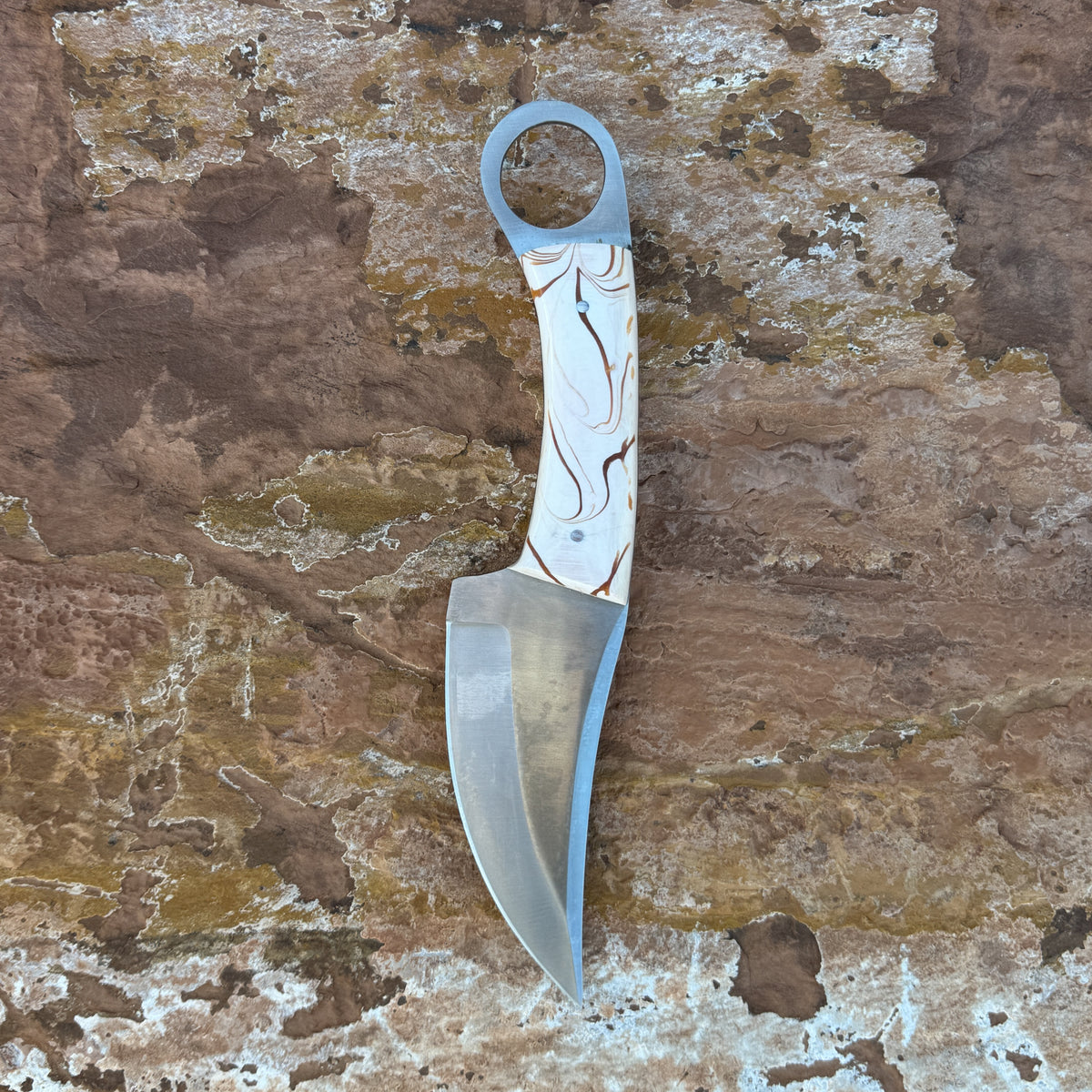 The Raptor Series — Full-Tang Ring-Handled Drop-Point EDC Knife with Custom Double-Stitched Leather or Kydex Sheath