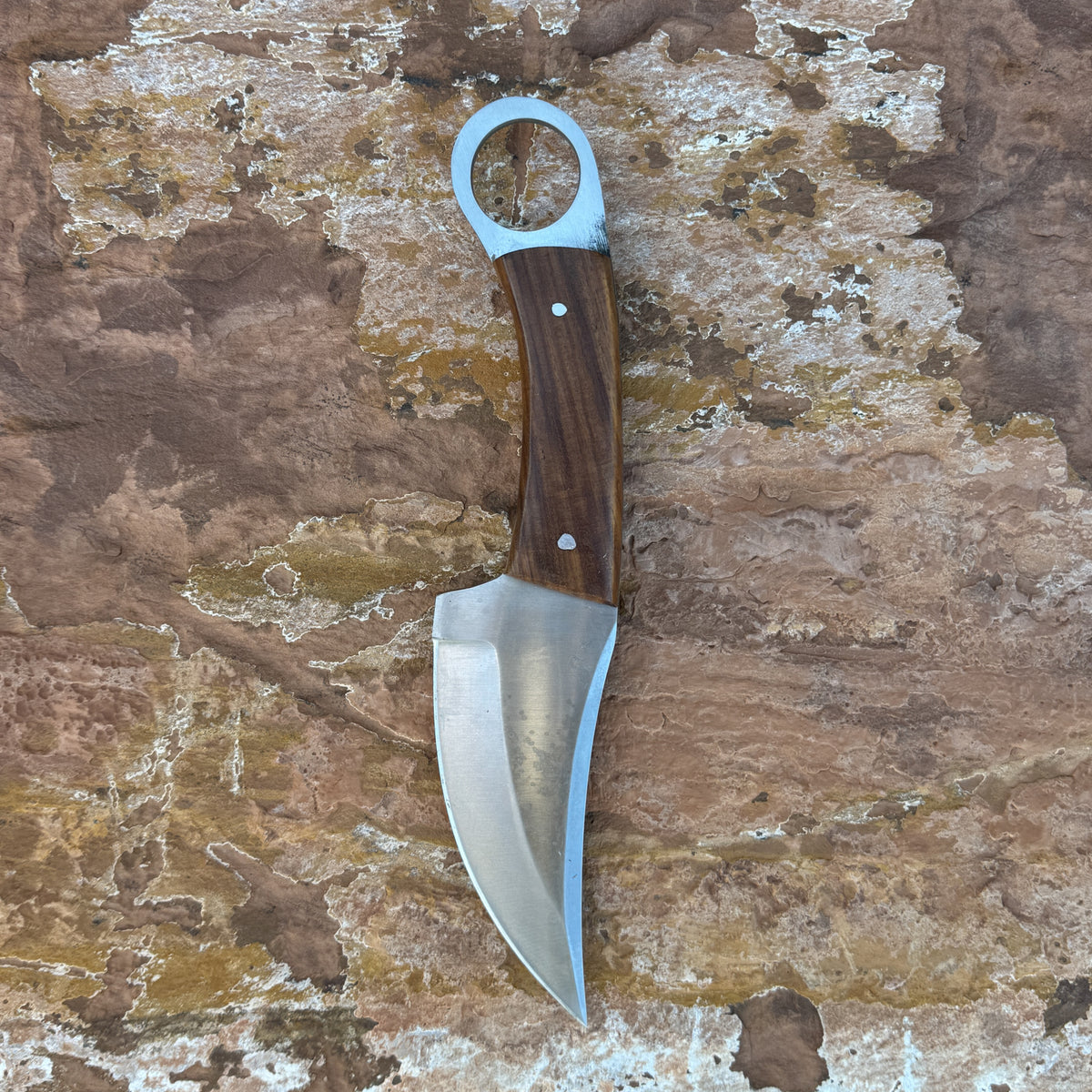 The Raptor Series — Full-Tang Ring-Handled Drop-Point EDC Knife with Custom Double-Stitched Leather or Kydex Sheath
