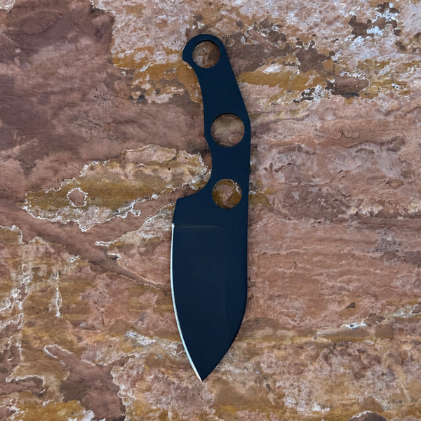 The Black Talon — Carbon-Steel Skeleton Knife with Custom Hand-Tooled Leather Pancake or Kydex Sheath